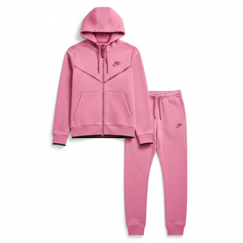 Nike Sportswear Tech Fleece Full Zip Hoodie & Joggers Set pink
